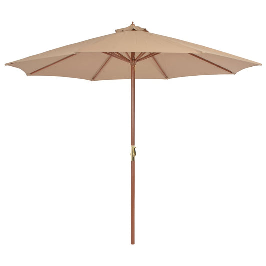 Garden Parasol with Wooden Pole 300 cm Taupe