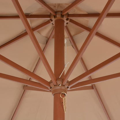 Garden Parasol with Wooden Pole 300 cm Taupe