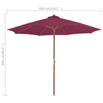 Garden Parasol with Wooden Pole 300 cm Bordeaux Red