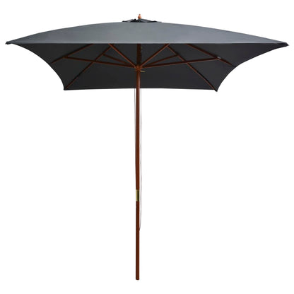 Garden Parasol with Wooden Pole 200x300 cm Anthracite