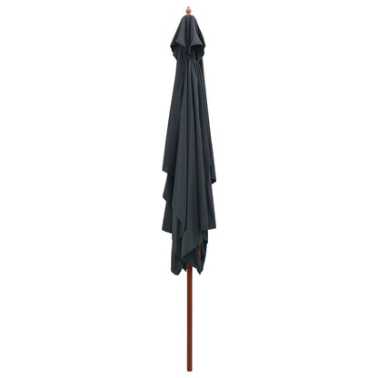 Garden Parasol with Wooden Pole 200x300 cm Anthracite