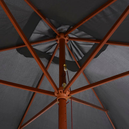 Garden Parasol with Wooden Pole 200x300 cm Anthracite
