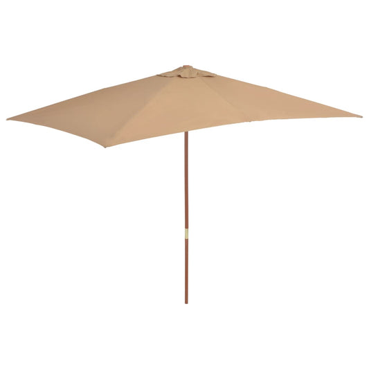 Garden Parasol with Wooden Pole 200x300 cm Taupe
