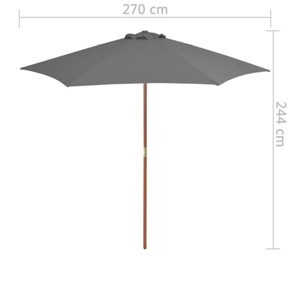 Garden Parasol with Wooden Pole 270 cm Anthracite