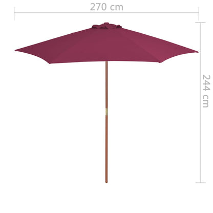 Garden Parasol with Wooden Pole 270 cm Bordeaux Red