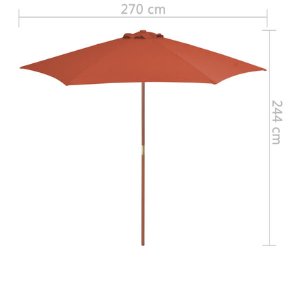 Garden Parasol with Wooden Pole 270 cm Terracotta