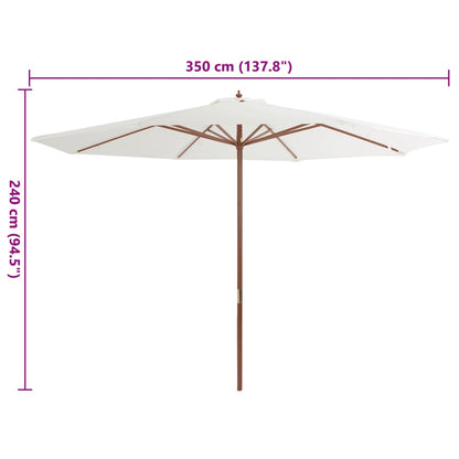Garden Parasol with Wooden Pole 350 cm Sand White