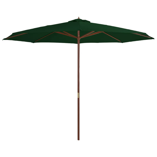 Garden Parasol with Wooden Pole 350 cm Green