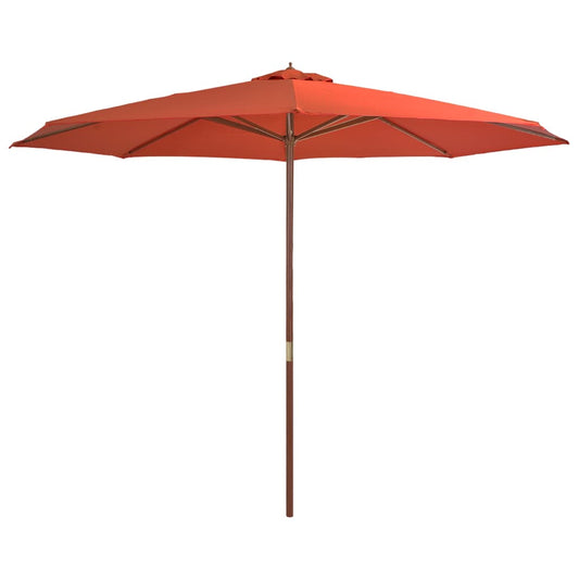 Garden Parasol with Wooden Pole 350 cm Terracotta