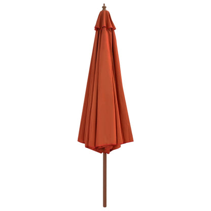 Garden Parasol with Wooden Pole 350 cm Terracotta