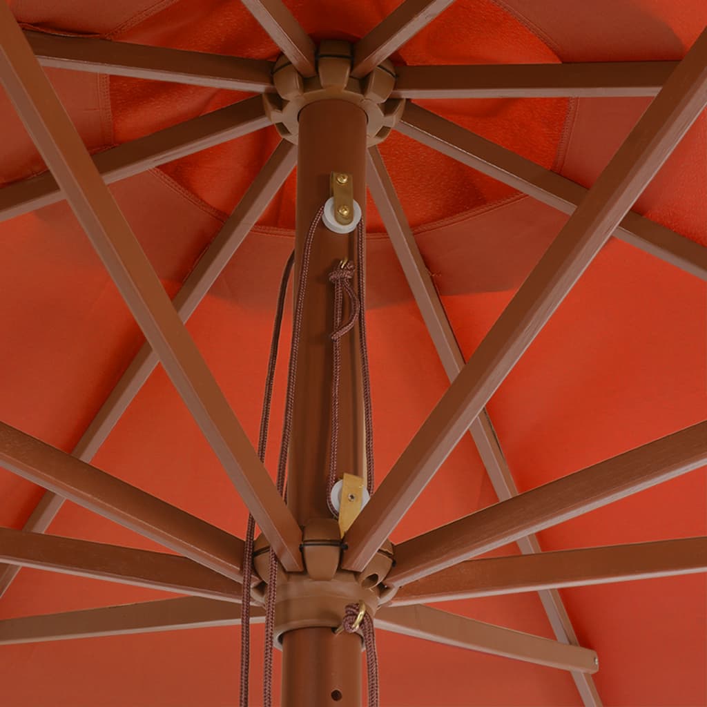 Garden Parasol with Wooden Pole 350 cm Terracotta