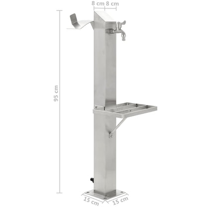 Garden Water Column Stainless Steel Square 95 cm