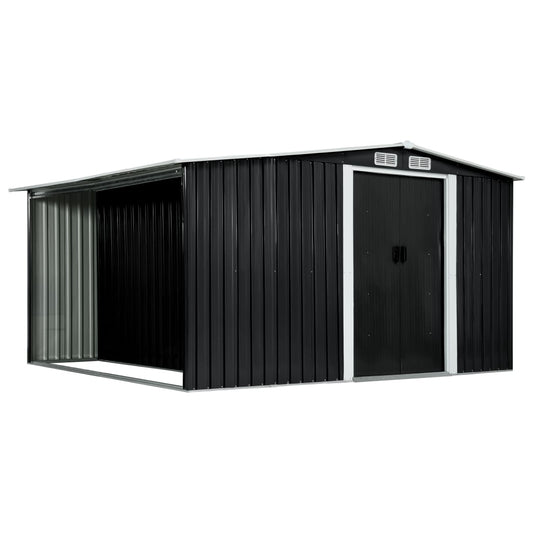 Garden Shed with Sliding Doors Anthracite 329.5x312x178 cm Steel