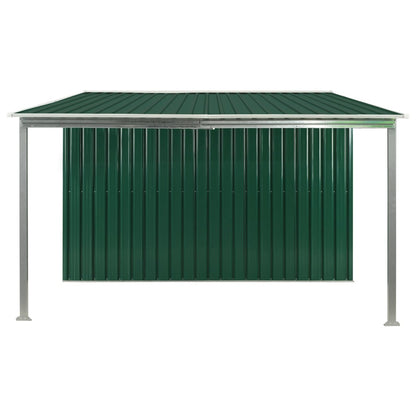 Garden Shed with Sliding Doors Green 386x259x178 cm Steel