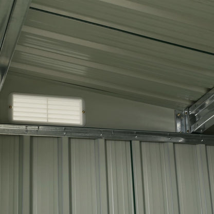 Garden Shed with Sliding Doors Green 386x259x178 cm Steel