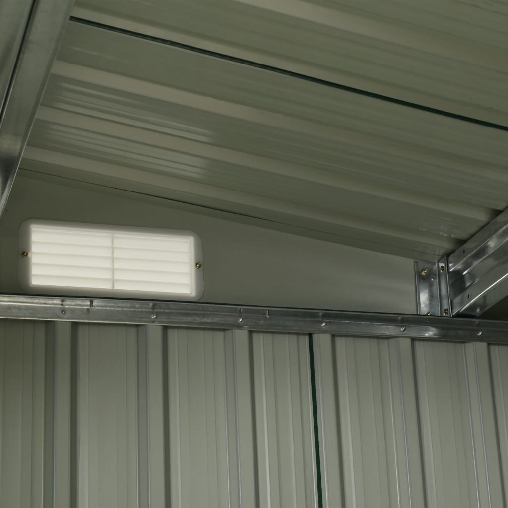 Garden Shed with Sliding Doors Green 386x312x178 cm Steel