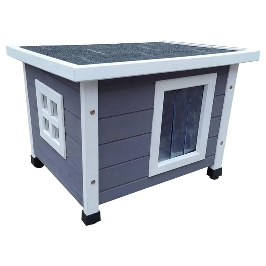 Outdoor Cat House 57x45x43 cm Wood Grey and White