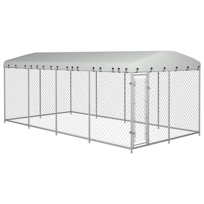 Outdoor Dog Kennel with Roof 7.6x3.8x2.3 m