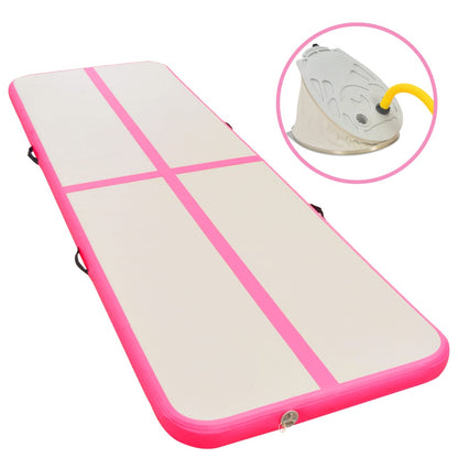 Inflatable Gymnastics Mat with Pump 400x100x10 cm PVC Pink