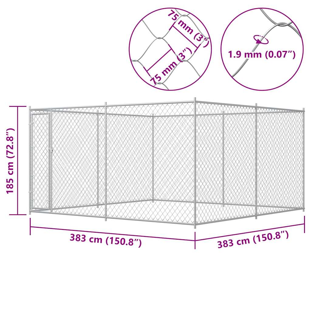 Outdoor Dog Kennel 383x383x185 cm