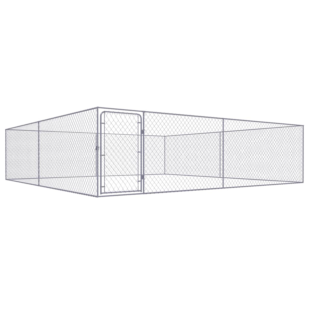 Outdoor Dog Kennel Galvanised Steel 4x4x1 m