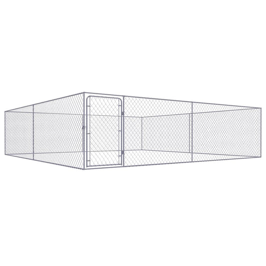 Outdoor Dog Kennel Galvanised Steel 4x4x1 m