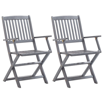Folding Outdoor Chairs 2 pcs Solid Acacia Wood