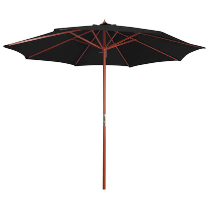 Garden Parasol with Wooden Pole 300x258 cm Black