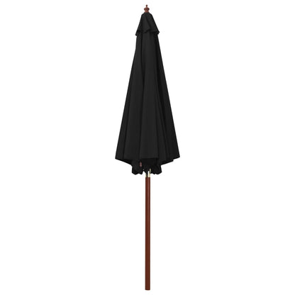 Garden Parasol with Wooden Pole 300x258 cm Black