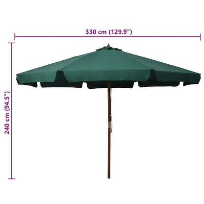 Garden Parasol with Wooden Pole 330 cm Green