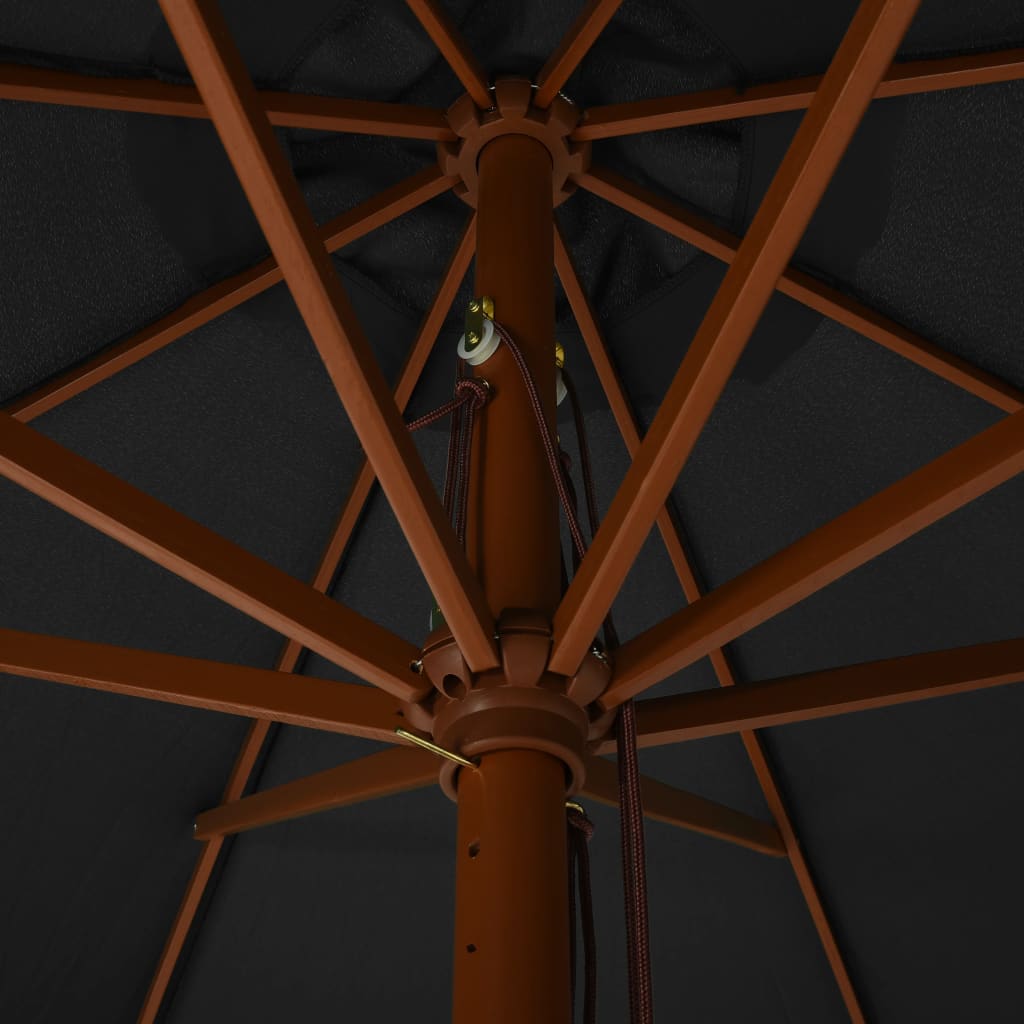 Garden Parasol with Wooden Pole 330 cm Anthracite