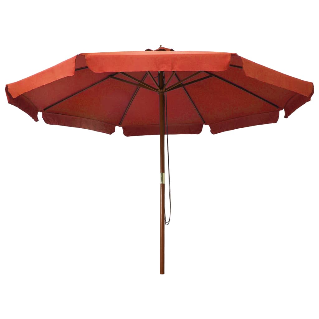 Garden Parasol with Wooden Pole 330 cm Terracotta