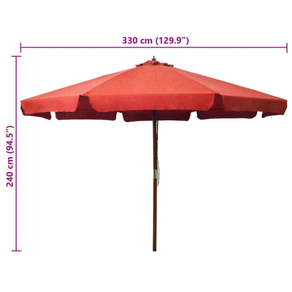 Garden Parasol with Wooden Pole 330 cm Terracotta