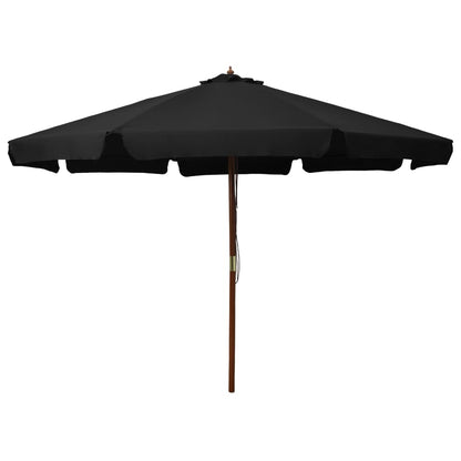 Garden Parasol with Wooden Pole 330 cm Black