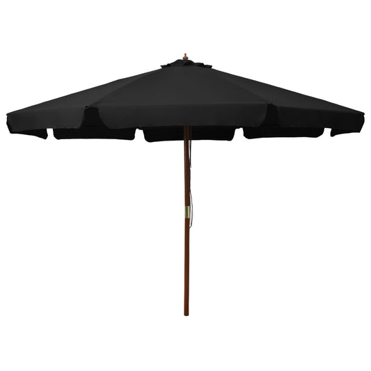 Garden Parasol with Wooden Pole 330 cm Black
