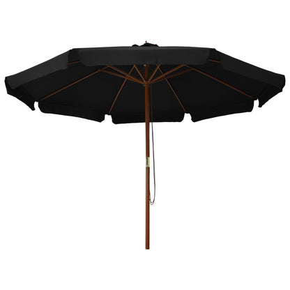 Garden Parasol with Wooden Pole 330 cm Black