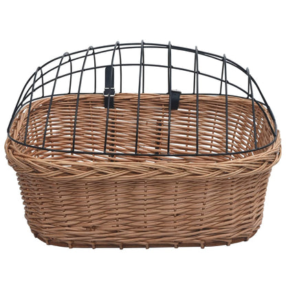 Bike Front Basket with Cover 50x45x35 cm Natural Willow