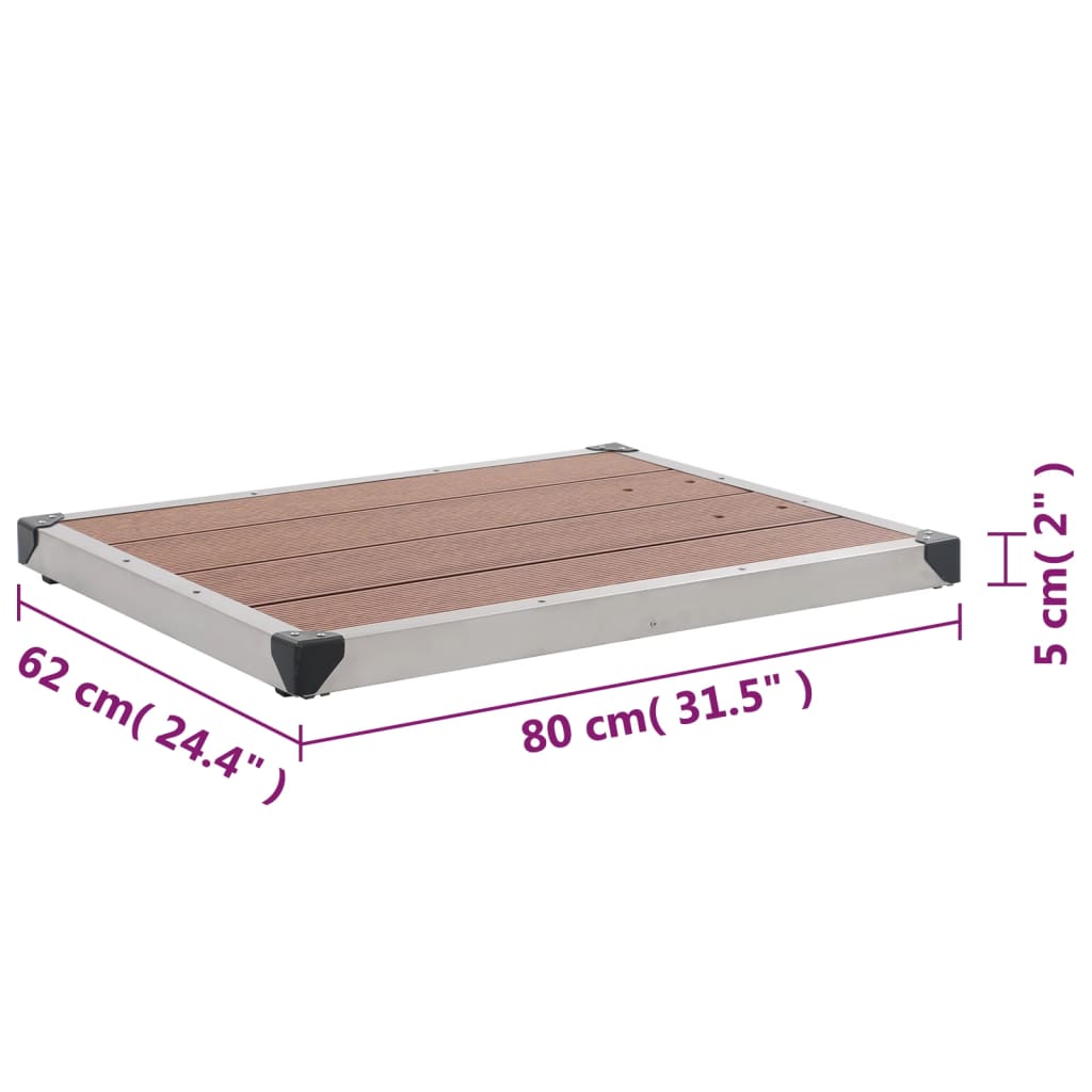 Outdoor Shower Tray WPC Stainless Steel 80x62 cm Brown