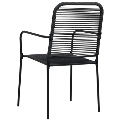 5 Piece Outdoor Dining Set Cotton Rope and Steel Black