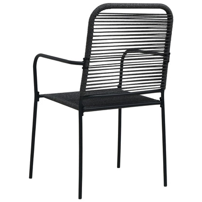 7 Piece Outdoor Dining Set Cotton Rope and Steel Black