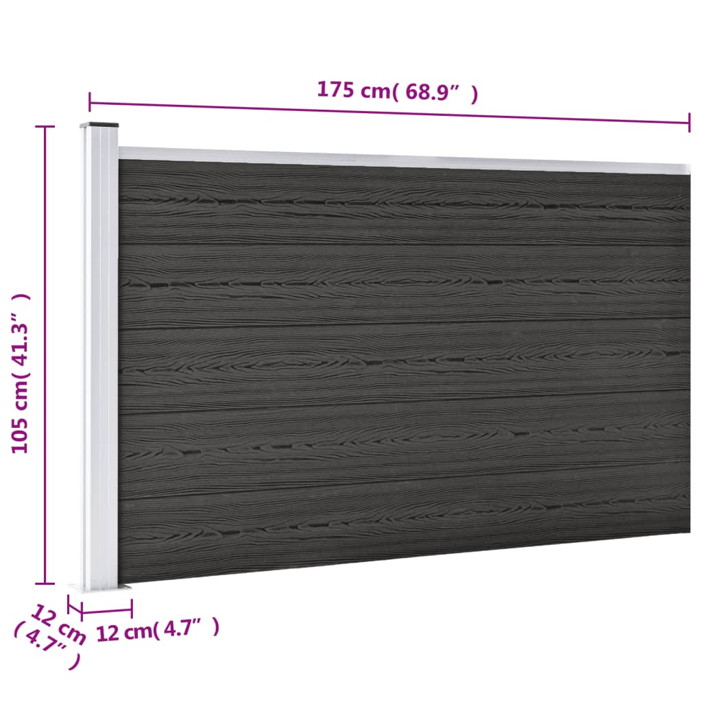 Garden Fence WPC 175x105 cm Grey