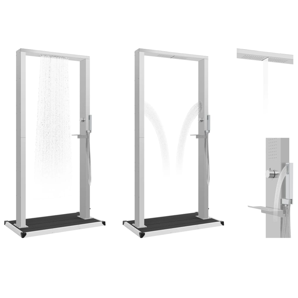 Outdoor Shower with Tray WPC Stainless Steel