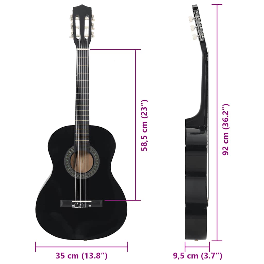 Classical Guitar for Beginner and Kids Black 3/4 36"