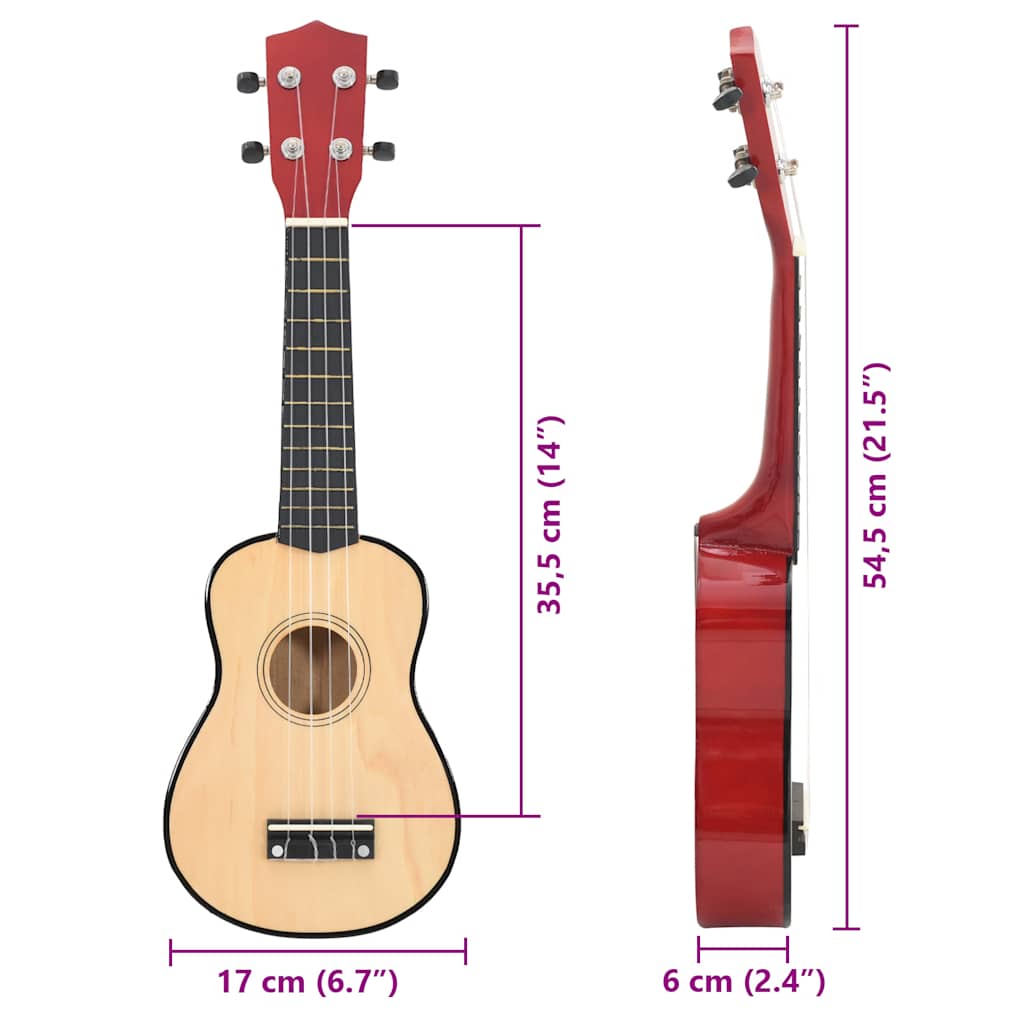 Soprano Ukulele Set with Bag for Kids Light Wood 21"