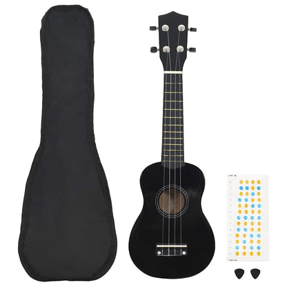 Soprano Ukulele Set with Bag for Kids Black 21"