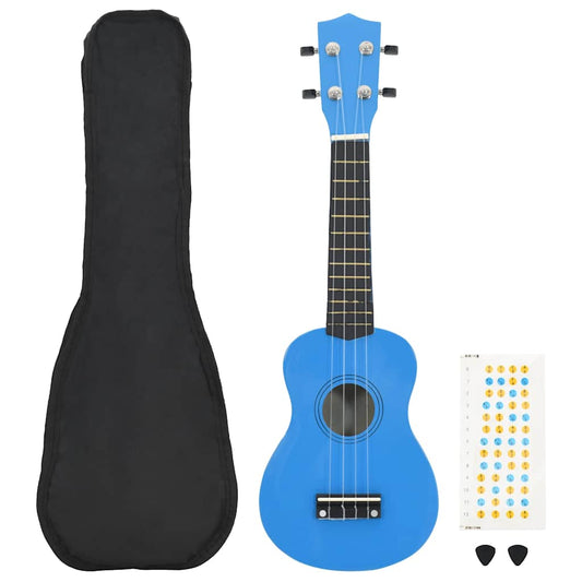 Soprano Ukulele Set with Bag for Kids Baby Blue 21"