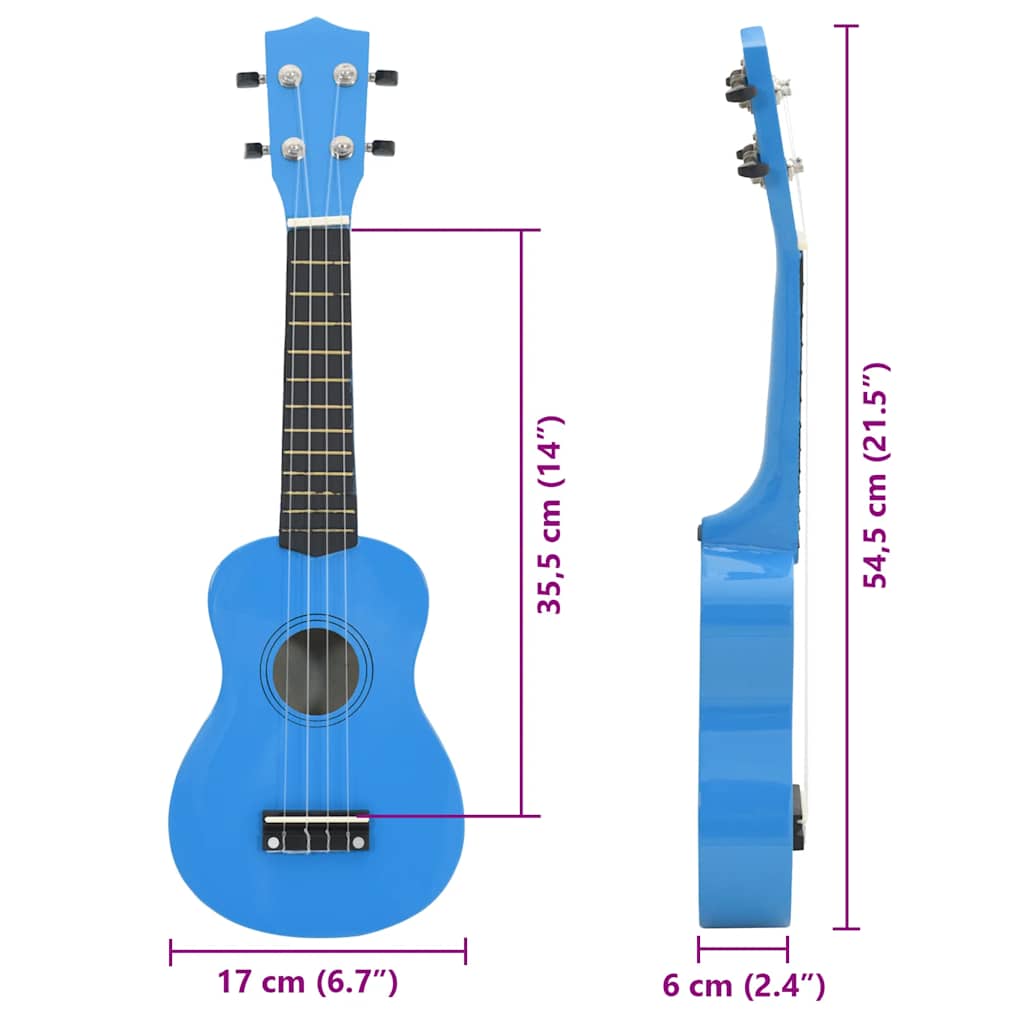 Soprano Ukulele Set with Bag for Kids Baby Blue 21"