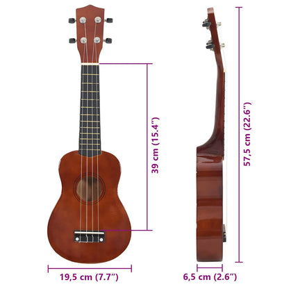Soprano Ukulele Set with Bag for Kids Dark Wood 23"