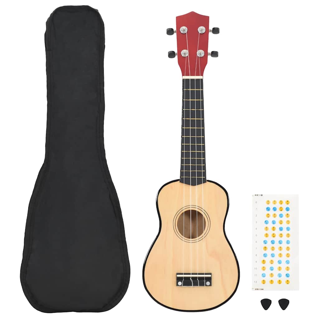 Soprano Ukulele Set with Bag for Kids Light Wood 23"