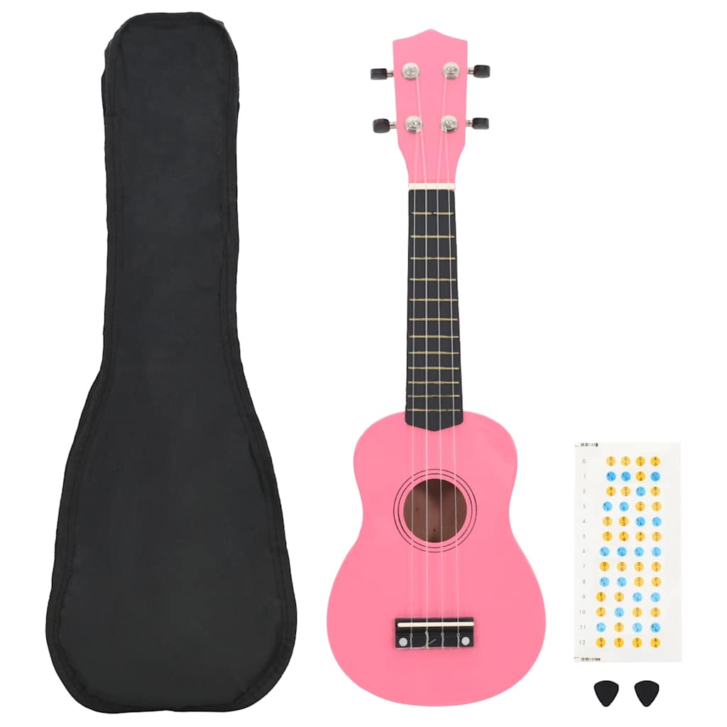 Soprano Ukulele Set with Bag for Kids Pink 23"